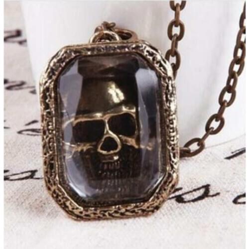 Vintage Halloween Gothic Magic Skull Case Pendant Punk Pendant Chain Necklace Jewelry Gift for Men