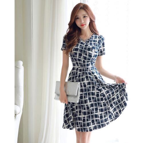 Fashion women new arrival OL mini print dress personality summer temperament o-neck sexy girls party cute a-line dress