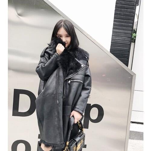 Winter Sheep Shearing Real Fur Coat Leather Women Korean Oversize Natural Wool Jacket Manteau Femme 16172YY877