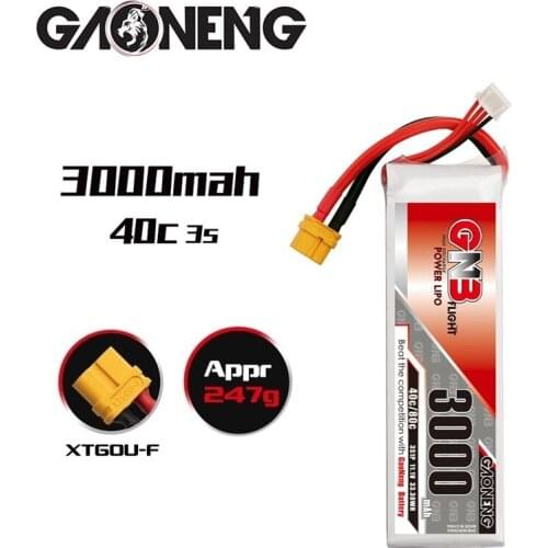 1-5pcs GNB 3000mAh 11.1V 3S 40C/80C Lipo Battery With XT60 Plug For RC Helicopter Quadcopter FPV Racing Drone Parts