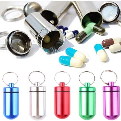 1PC Portable Aluminium Pill Case Carry Bottle Case Hearing Protection Earplugs Box Keychain Outdoor Pocket Pill Box Container