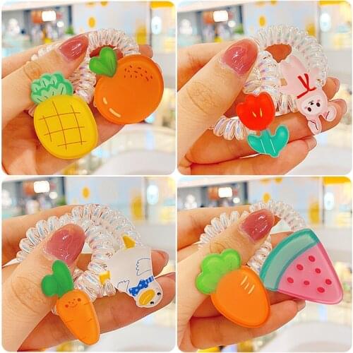 2 Pcs/Set Summer Children Cute Cartoon Fruit Elastic Hair Bands Girls Lovely Sweet Scrunchies Rubber Bands Kids Hair Accessories