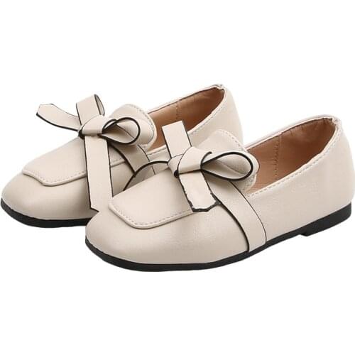 2020 Spring Girls Shoes Bowtie Slip on Flat Shoes Square Toe Girls Loafers Kids Flats Princess Shoes children Casual Shoes