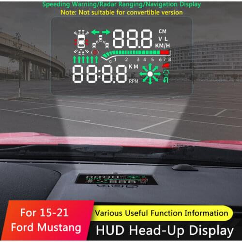 QHCP Car HUD Safe Drive Display Refkecting Windshield Head Up Display Screen Projector Sticker Fit For Ford Mustang 2015-2021