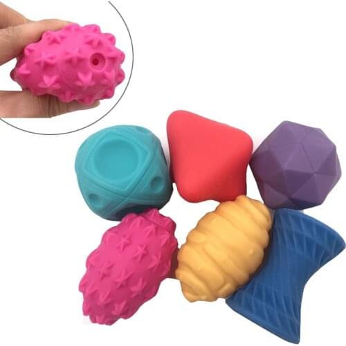 Baby Hand Rubber Ball Soft Textured Sensory Rattle Toy Infant 0-12 Month Touch Training Massage Tool Children Tactile Girls Game