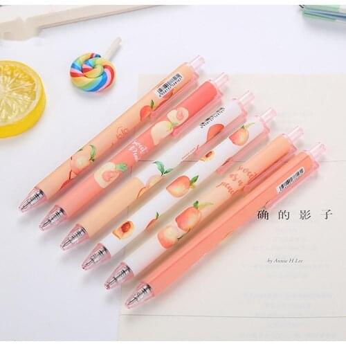 Ellen Brook 1 PCS Gel Cute Pen Creative Peach Candy Color Press Office Gift School Supplies Stationery Kawaii Funny Pens
