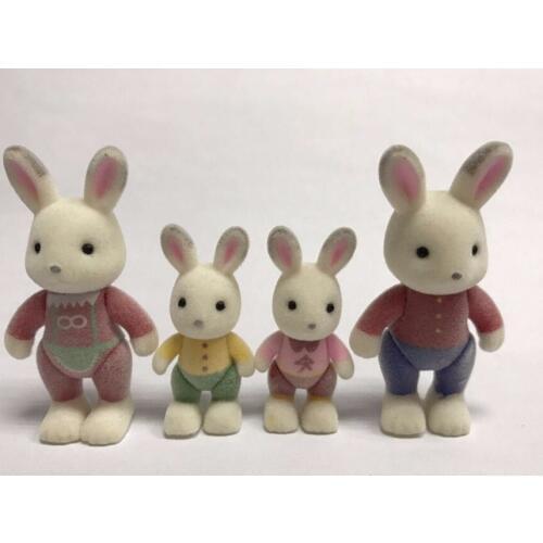 Flocking rabbits family figure s 4pcs/set