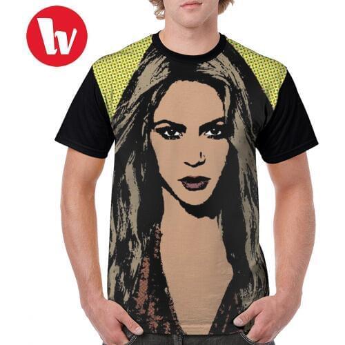 Shakira T Shirt Shakira Pop Art T-Shirt Fun Printed Graphic Tee Shirt Man Oversize 100 Percent Polyester Short Sleeves Tshirt
