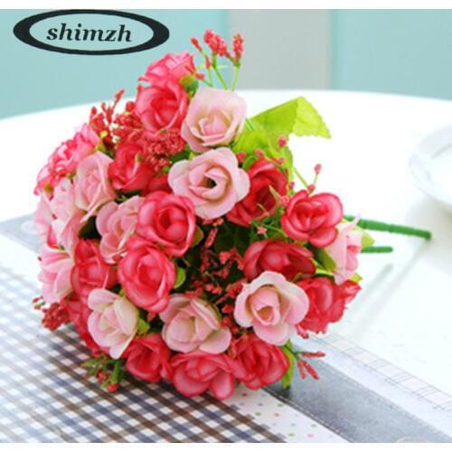 SHIMZH Hot Sale Artificial Flowers 1PC Bouquet simulated 5 Colors Silk Rose Flower Decorative Birthday Party Wedding Home Decor