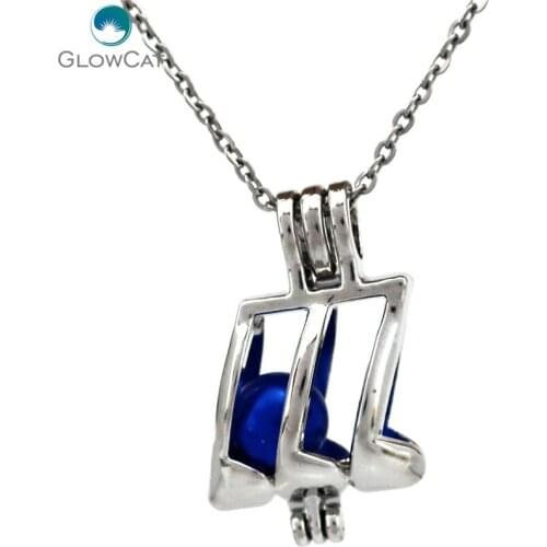 K754 Silver Alloy Musical Note Beads Cage Stainless Necklace 18"Aroma Essential Oil Diffuser Locket