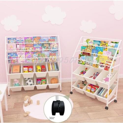 Bookshelf Childrens Shelf Floor Baby Bookcase Iron Simple Small Toy Storage Rack Integrated Picture Book Rack