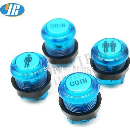 28mm Arcade Start Button 1P 2P COIN Logo illuminated Push Button 5V LED With Microswitch Arcade Machine PC Controller