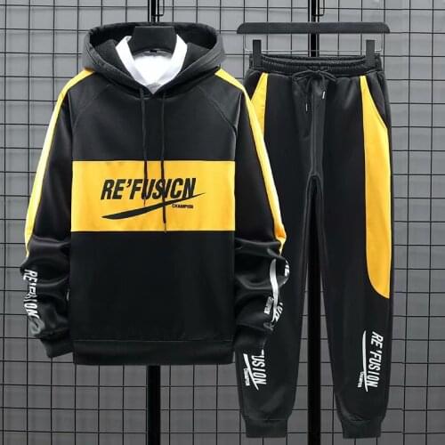 Fashion Mens Sets Hip Hop Trend Pullover Hoodies Men+Casual Harajuku Streetwear Sweatpants Spring Autumn Men Clothing Sets