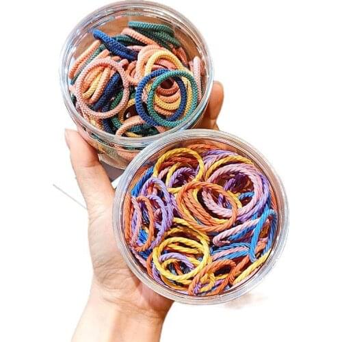 Hot Selling Fashion 100 Childrens Binding Toys Per Box High Elastic Rubber Band Small Hair Circle Girls Head Rope