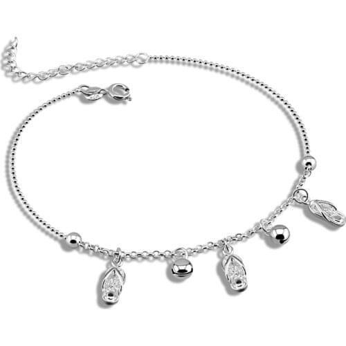 Minimalist simple womens 925 silver anklet creative slippers pendant silver ankle bracelet summer cool jewelry Tornozeleira