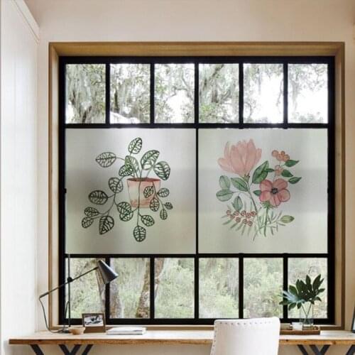 120cm Custom Size Electrostatic Window Sticker Leafs Decorative Privacy Protection Glass Film For Bedroom Bathroom Living Room