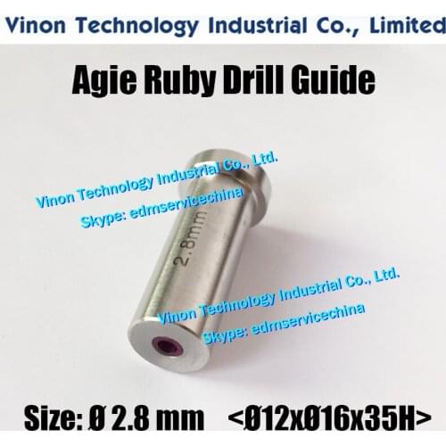 2pcs)d=2.8mm Agie Drill Guide HD30 (Ruby+SUS) 12dx16x35Lmm SD1 electrode guide 335009075,335009076 Actspark SD1,Charmilles HD30