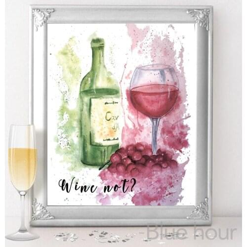 Wine In A Glass Canvas Painting Wall Pictures Modern Watercolor Wine Art Prints Kitchen Dinning Room Decor