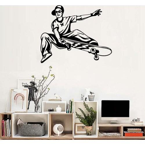 Newly Arrivals Skateboard Wall Stickers Home Decor Skateboard Boys Mural Teenager Bedrooom Wall Tattoo Wallpapers Decals LC170