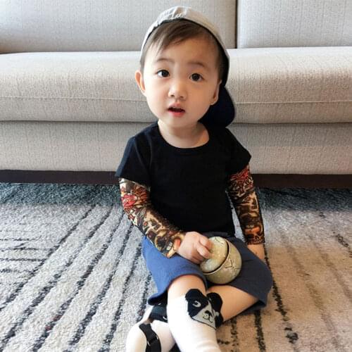 Boy Clothes Cotton T-shirt Long Sleeve Children Tee Shirts Novelty Tattoo Sleeve Baby Boys Tops Spring&autumn Kids Clothes CS102