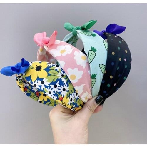 1 Pcs Children Cute Colors Printed Lattice Stripes Hair Hoop Hairbands Girls Lovely Bow Ears Headbands Kids Hair Accessories