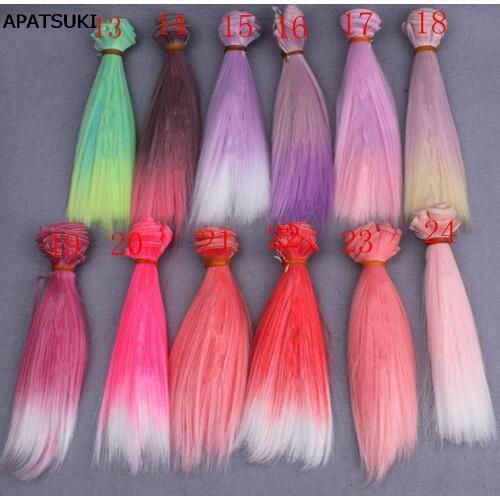15*100cm Gradient Color DIY Wig High Temperature Wire Long Straight Hair For BJD Dolls DIY Pink Red Rose Green Purple