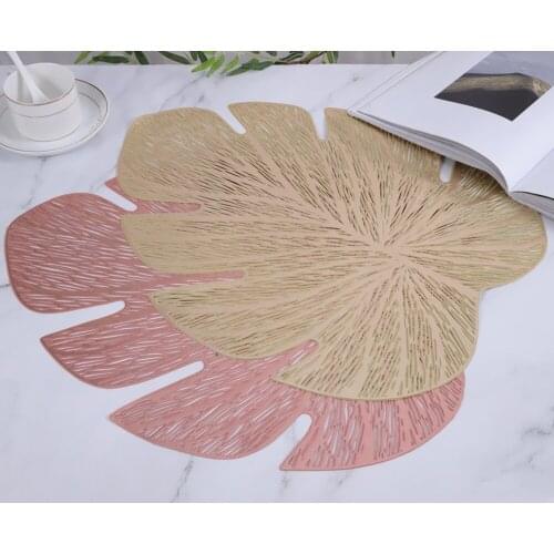 Placemats Table PVC Heat Pad Bowl Mat Fashion Tea Coaster Dining Adopts Leaf-shaped Design Durable 36.5x45.5cm Cushion
