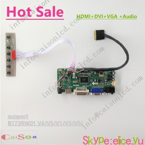 LCD controller board full kits suitable for B173RW01 V4/V5/V1/V3/V0/ support DVI/VGA/AUDIO
