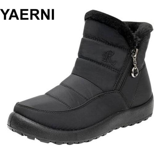 YAERNI Hot Womens Ankle Boots Fashion Boots For Women Zipper Short Boots Women Waterproof Ladies Shoes Round Toe Female Shoe
