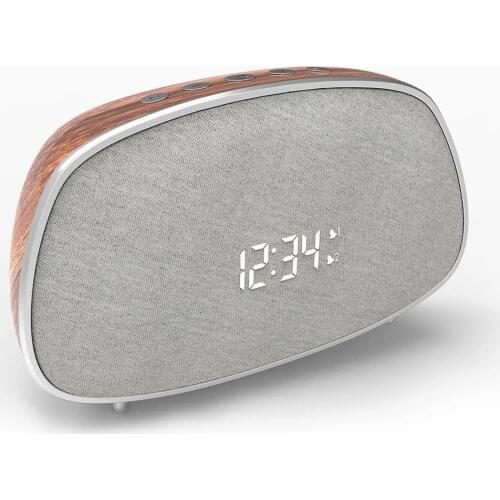 Wireless bluetooth speaker portable sound column outdoor subwoofer retro wooden FM radio dual alarm clock TWS stereo speaker