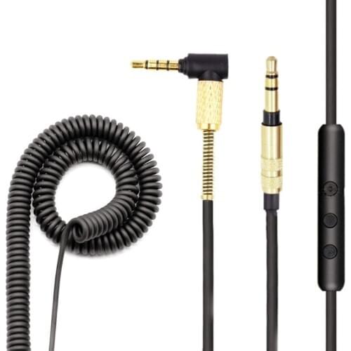 Adapter 3.5MM Audio Spring Cable with in-Line Mic For -Sony mdr-10r MDR-1A XB950 Z1000 MSR7 Headphones