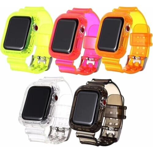Case Strap for apple Watch band 44 mm 40mm Couple bracelet accessories transparent silicone bands 38MM 42MM for iwatch 5 4 3 2 1