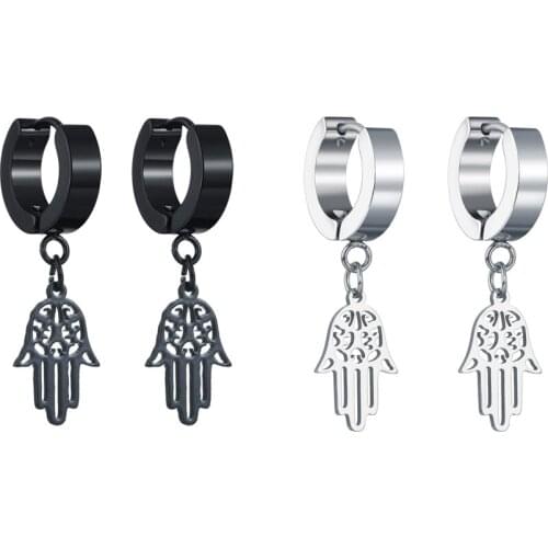 Fashion Gothic Palm Earrings Unisex Punk Rock Men Women Ear Stud Earrings Pierced Push-Back Ear Plug Buckle jewelry