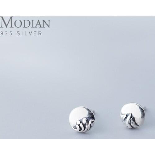 MODIAN Clasic Mountain Sea Asymmetry Stud Earring for Women 925 Sterling Silver Fashion Ear Pin Promise Jewelry Lover Gift