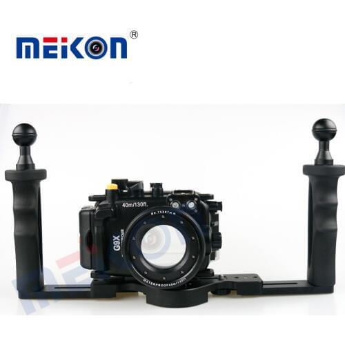Meikon 40M/130FT Underwater Camera Waterproof housing case for Canon G9X + Two Hands Housing Tray