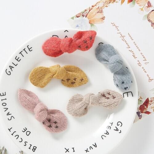 DIY Handmade Knitted Headband Hair Bows For Baby Girl Headband For Children Baby Pins Barrettes Hair Clips Baby Hair Accessories