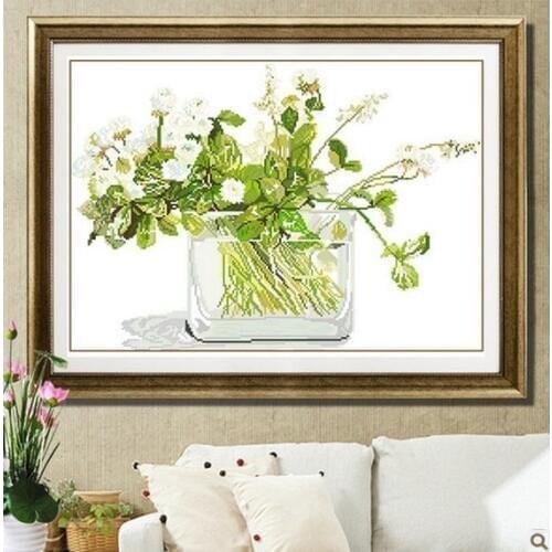 Embroidery Package Hot Sell Best Quality Cross Stitch Kits Flowers Quietly Elegant Vase Free Shipping
