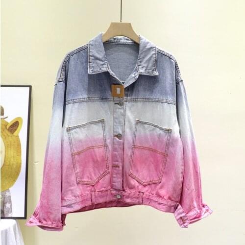 European New Spring Couple White Color Matching Contrast Loose Denim Jackets Coats Women and Men Tops Fashion Streetwear 2021