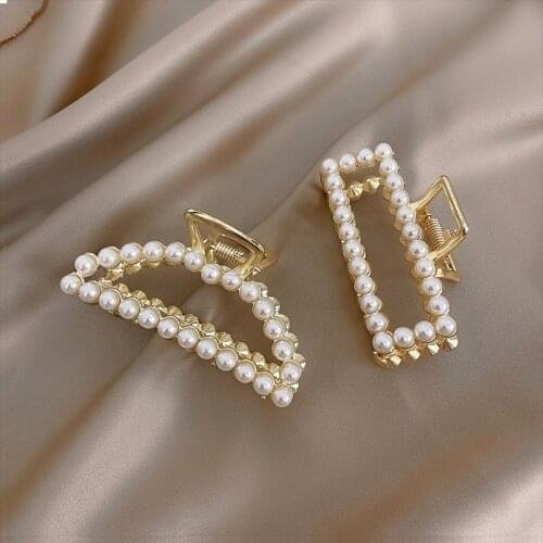 Miss FoUrSy Women Hair Accessories Geometric Alloy Diamond Pearl Clip Hair Pin Ladies Small Sweet Style Head Accessories