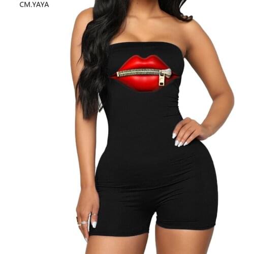 2020 Women Short Jumpsuits Rompers Fitness Playsuits Strapless Sleeveless Print Sexy Night Club Party One Piece Outfits GL5038