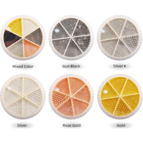 0.8-3.0mm 6 Grids/Box Golden Silver Rose Metal Stainless Steel Beads Ball Round Alloy DIY Filler Decorations Accessories