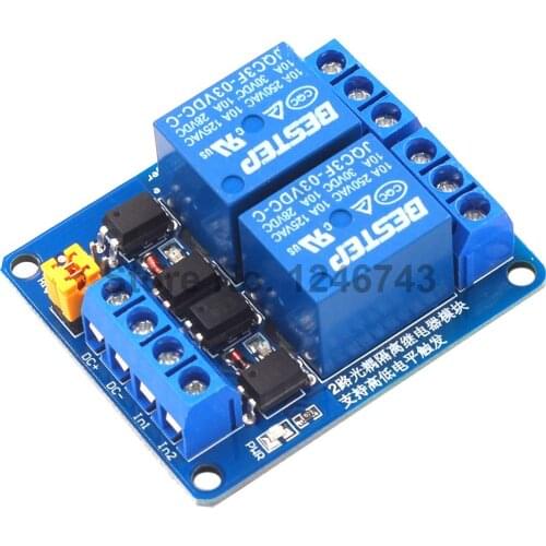 1PCS 3.3V 2 Channel Relay Module High and low Level Trigger Dual Optocoupler Isolation 3.3V Relay Module
