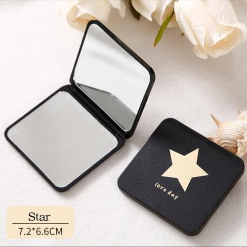 1PCS Double-sided Mirror Women Foldable Makeup Mirrors Lady Cosmetic Hand Folding Portable Compact Pocket