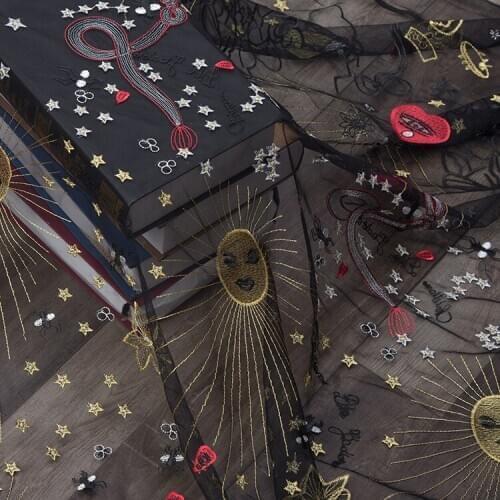 100cm soluble embroidery Love sun flower pattern bud silk gauze fabric diy fashion wedding dress skirt clothing mesh lace fabric