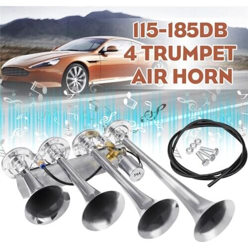 185DB 4 Trumpets Air Horn 12/24V for Car Vehicle Truck Train Boat motorcycle Multi-tone & Claxon Horns