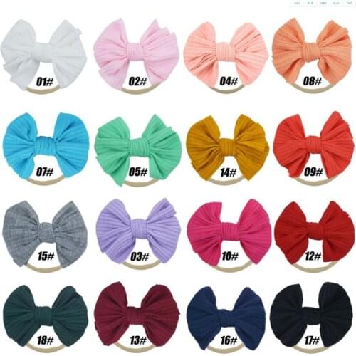 Bulk Cute Bow Knitted Headbands for Girls Stretchy Hair Accessories Fashion Elastic Wool Knitted Wide Turban Head Wrap Hairbands