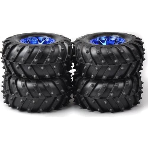 4PCS RC 1/10 Tires Wheel Model Rims 12mm Hex For HSP HPI Bigfoot Monster Truck Car