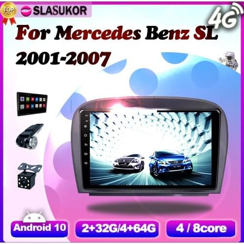 6+128G Android 10 For Mercedes Benz SL R230 SL350 SL500 SL55 SL600 SL65 2001- 2007 Car Radio Multimedia Player Navigation DVD