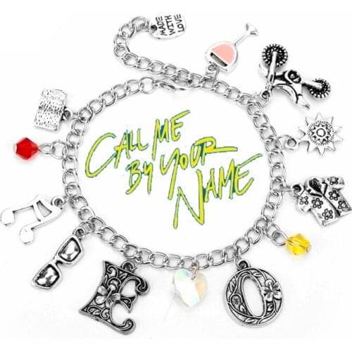 Movie Jewelry Call Me by Your Name Bracelet Men Women Bracelets Elio Oliver Hand Chain Crystal Heart Mustic Note Charm Bracelet