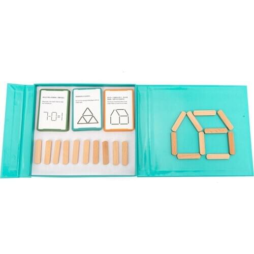 Baby Math Toy Wooden Magnetic Sticks Building Blocks Bars Toys Educational Durable Early Learning Childhood Toy
